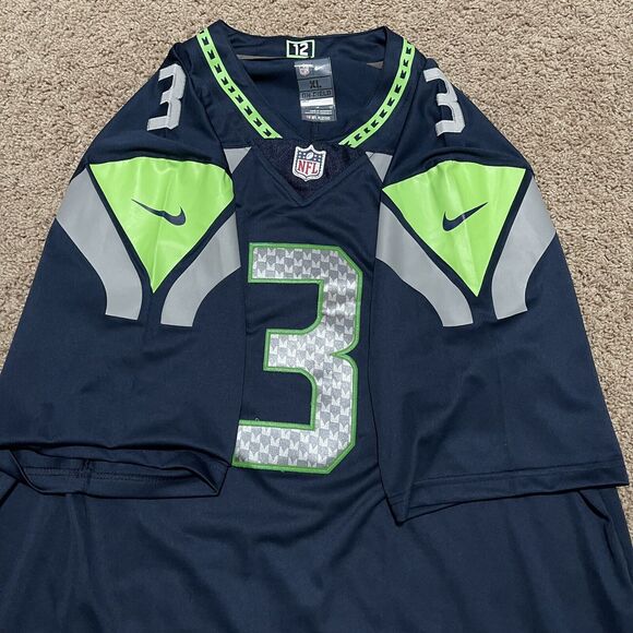 Seattle Seahawks Jersey #3 Russell Wilson Men XL Blue Nike NFL On Field 2021 - Picture 7 of 12